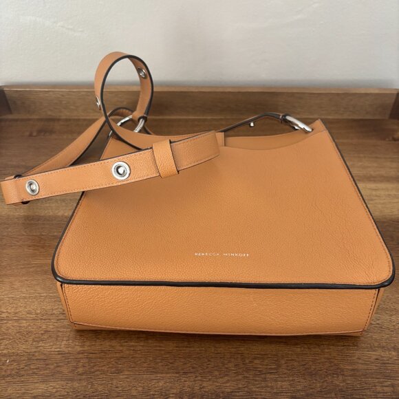 Rebecca Minkoff Megan Feed Tote Caramello Tan Leather Shoulder Bag - Picture 6 of 9